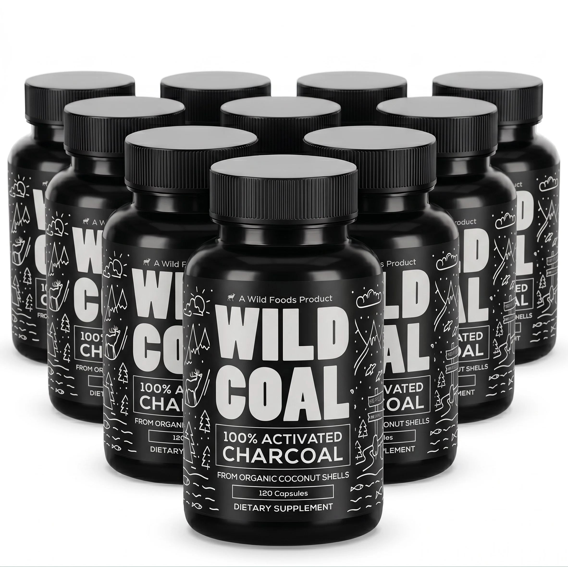 Wholesale of 10 - Activated Charcoal Capsules, 120ct