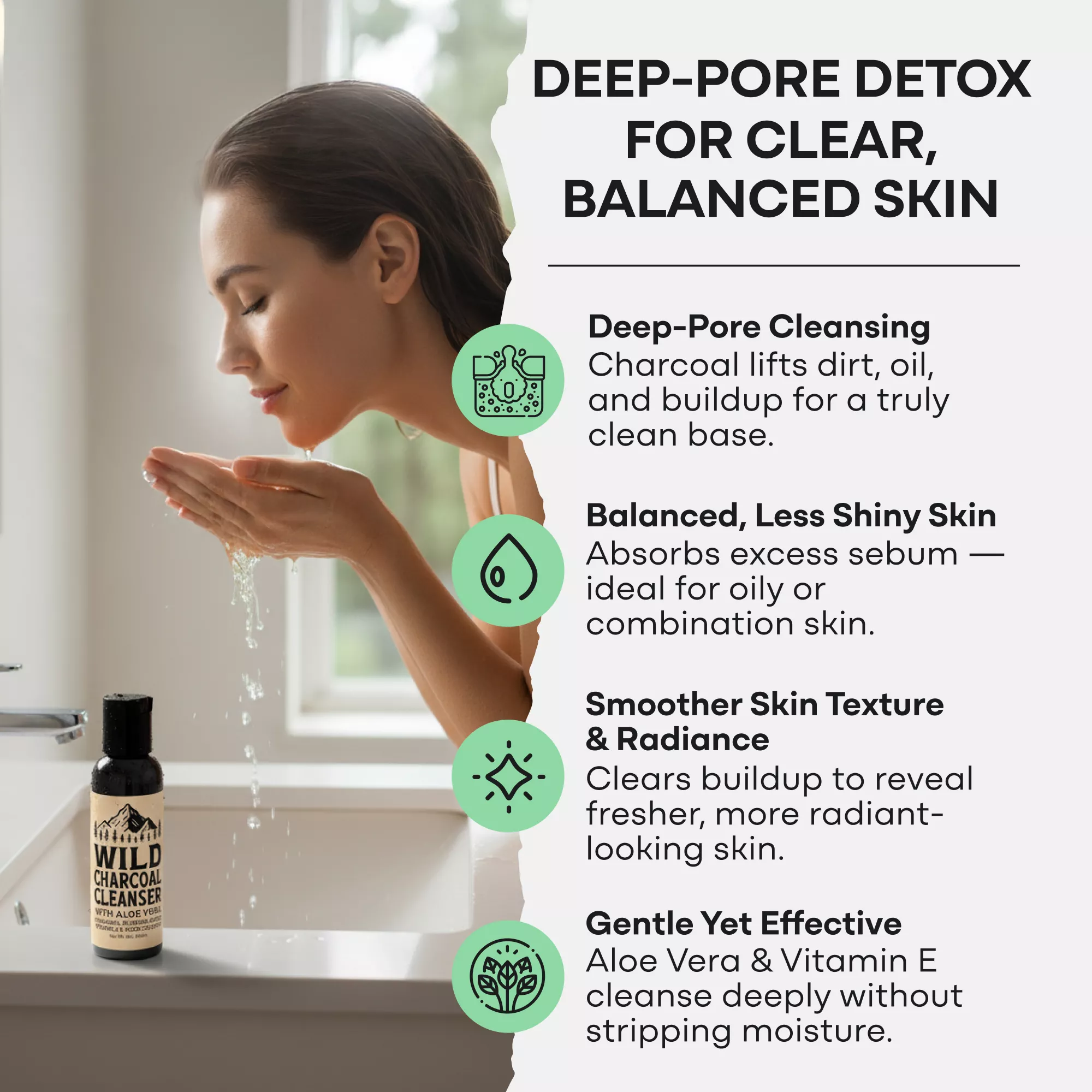 Wild Charcoal Cleanser — with Aloe Vera + Vitamin E - Image 3