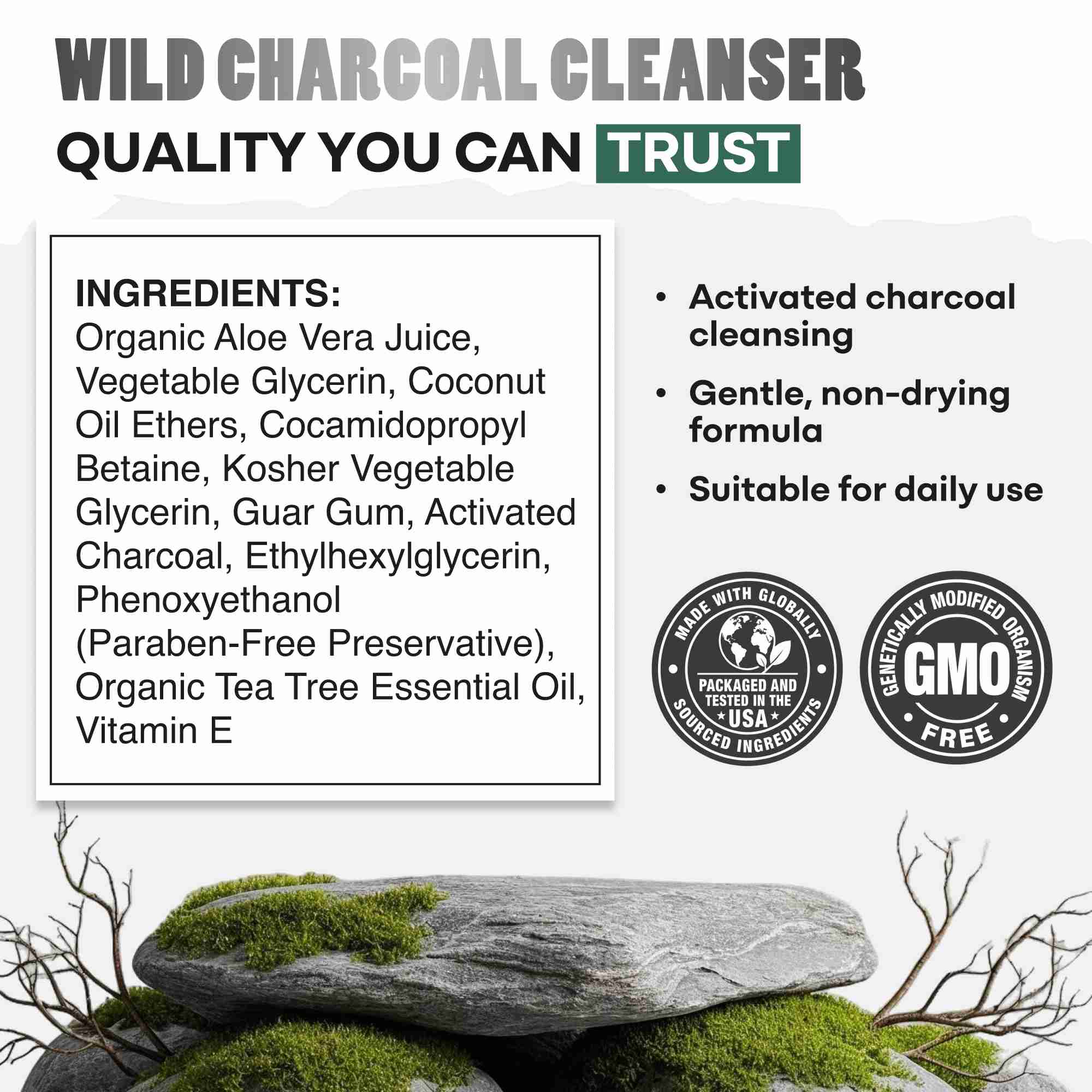 Wild Charcoal Cleanser — with Aloe Vera + Vitamin E - Image 6