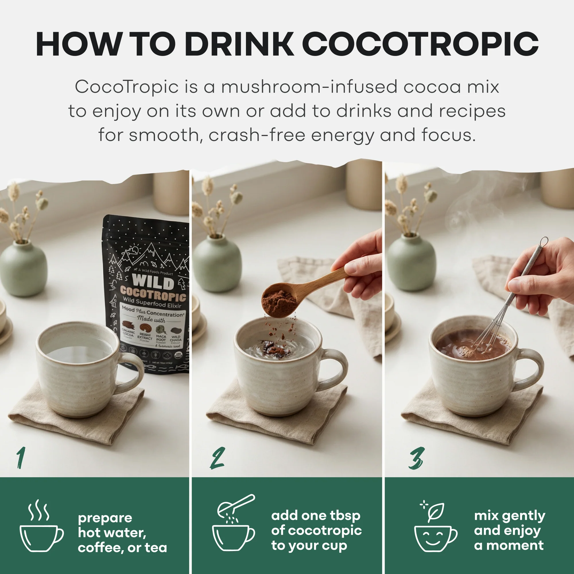 CocoTropic, 32 servings – Organic Mushroom Mix for Energy & Focus - Image 5