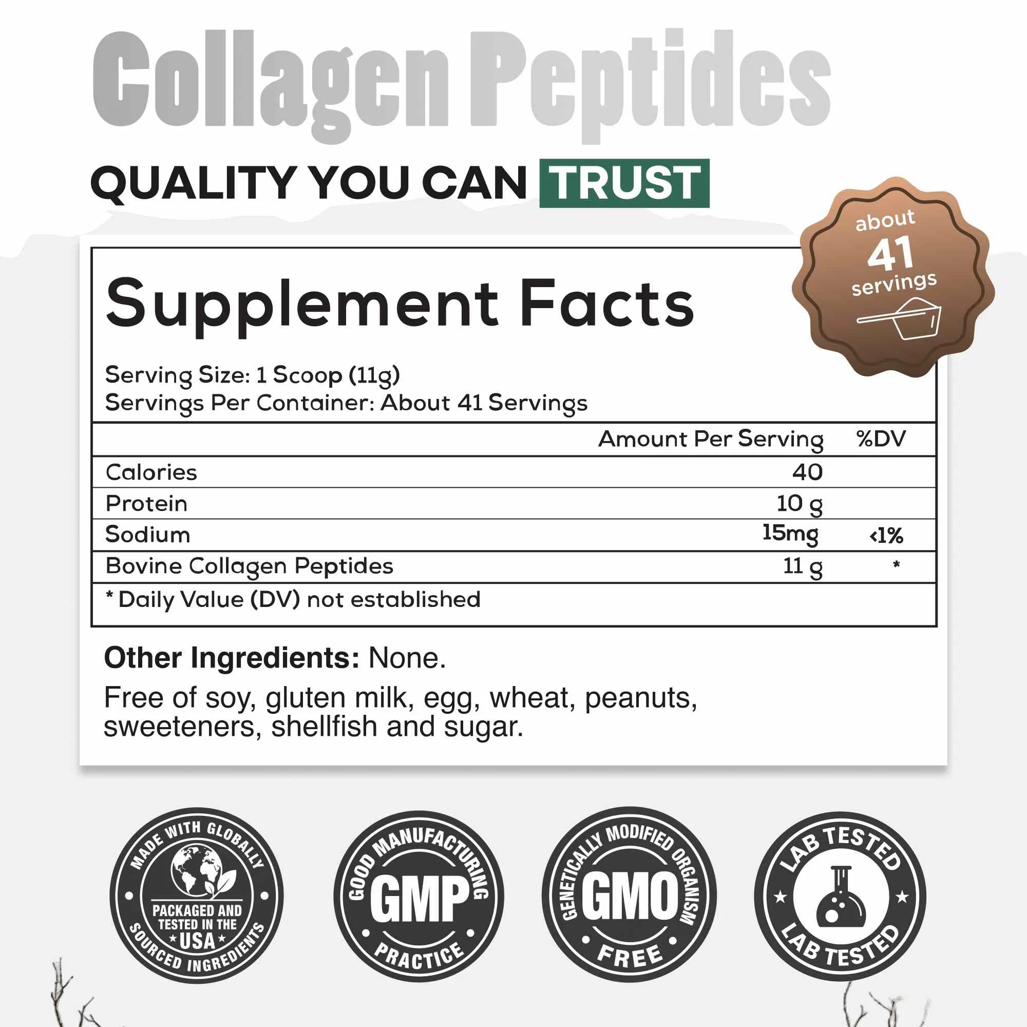 Grass-Fed Collagen Peptides, 41 servings – Skin, Hair & Joint Support Collagen - Image 5