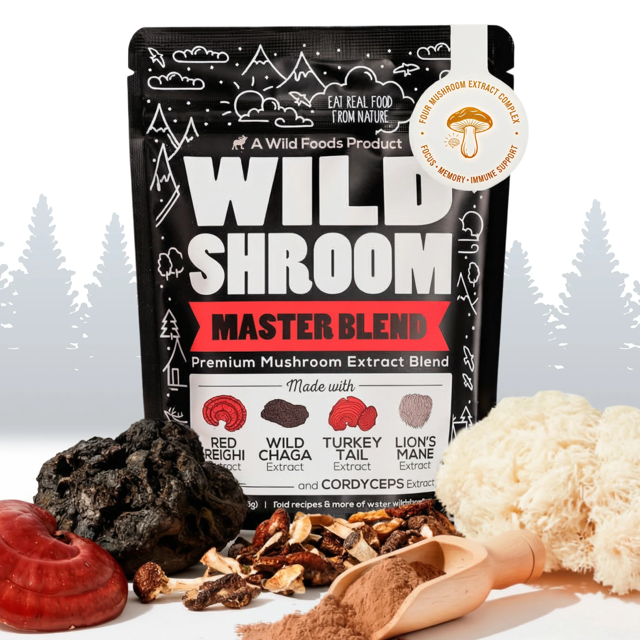 Master Mushrooms Blend, 110 servings – Daily Immune Support Adaptogenic Mushrooms