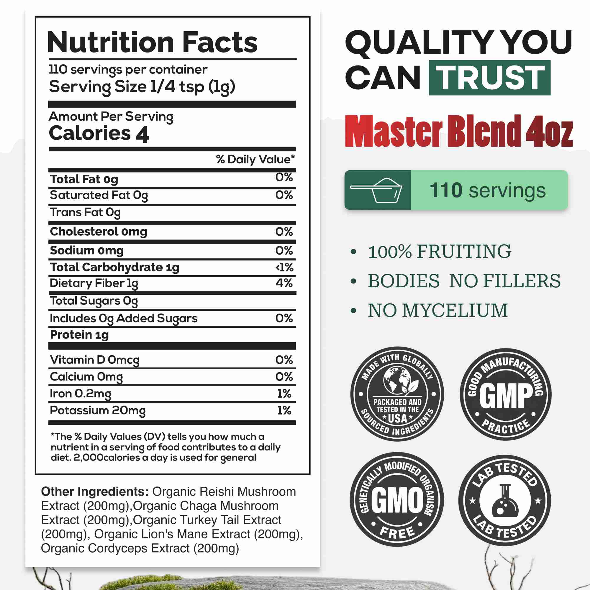 Master Mushrooms Blend, 110 servings – Daily Immune Support Adaptogenic Mushrooms - Image 4