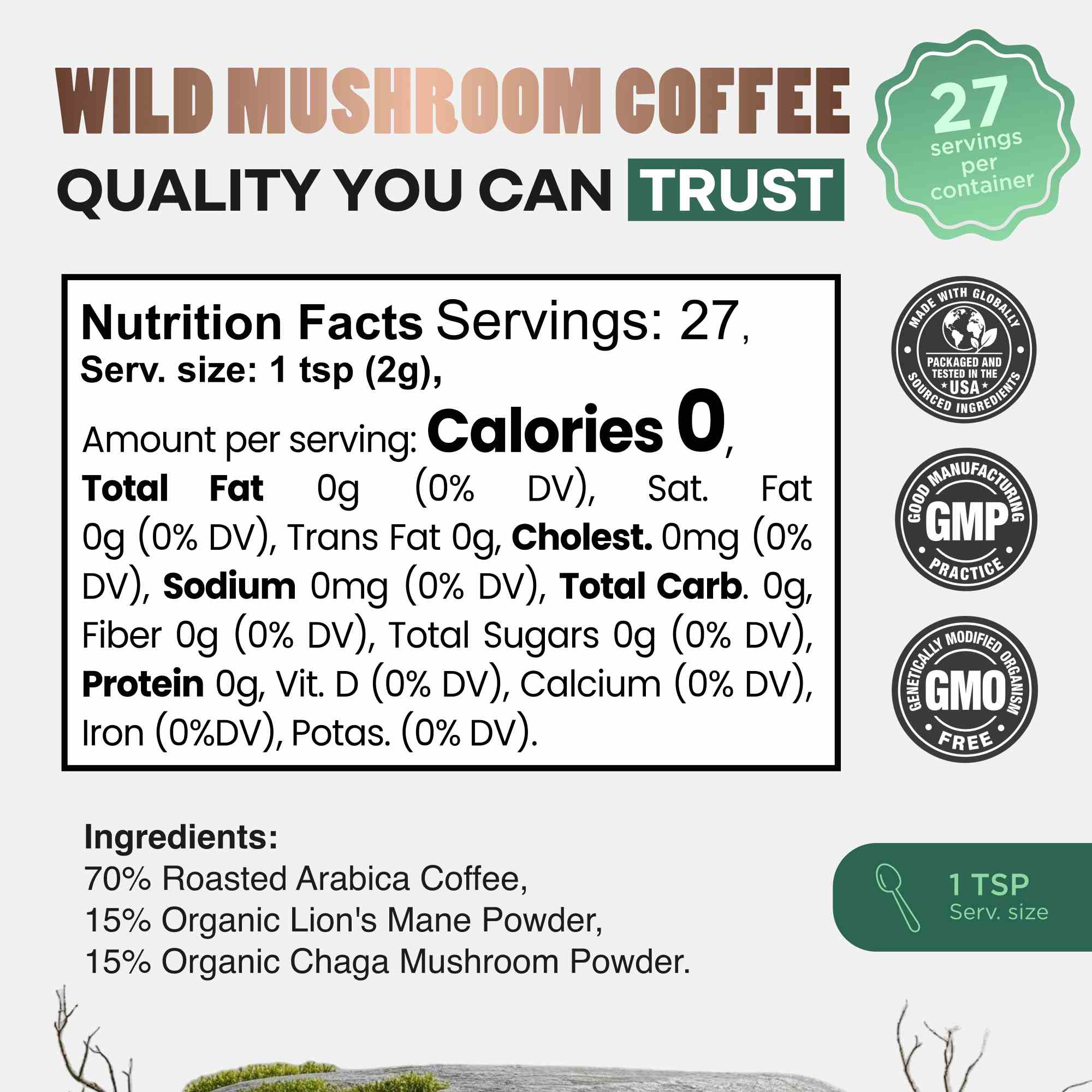 WILD Mushroom Coffee (Medium Roast) - Instant Coffee - Image 3