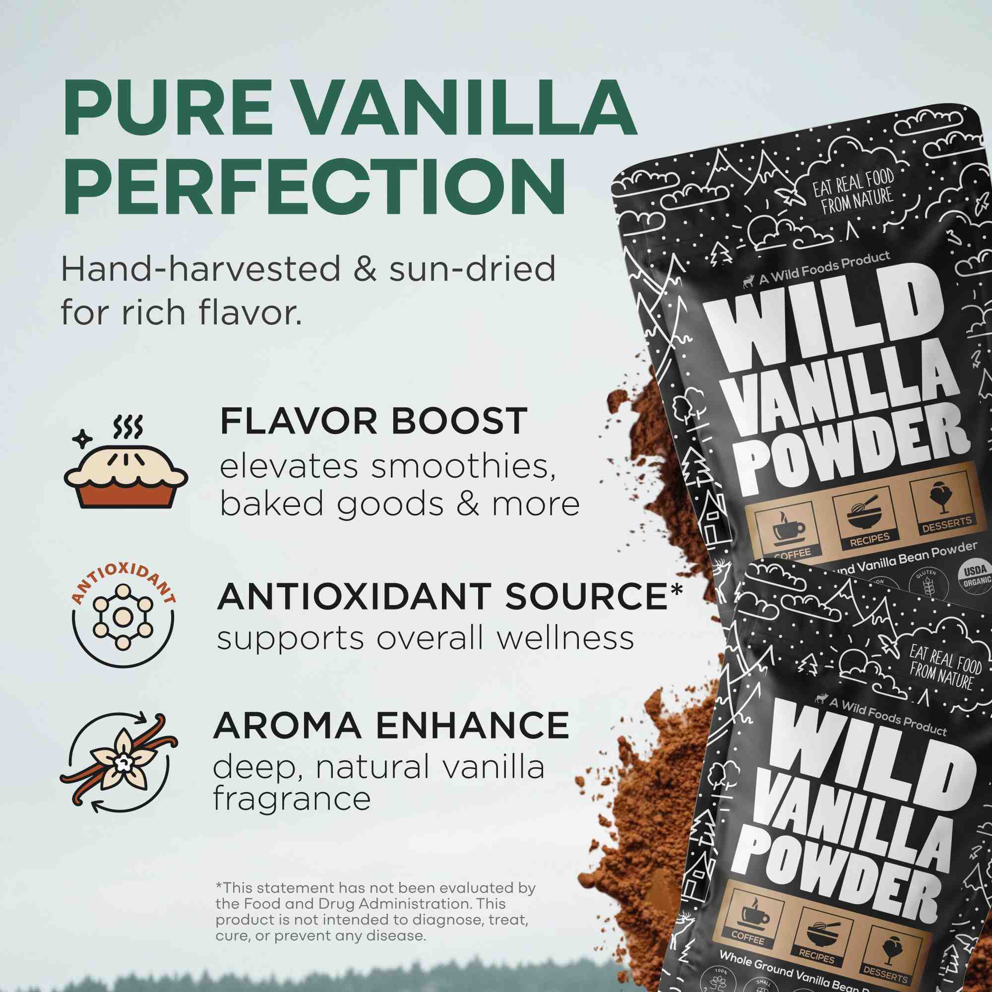 Vanilla Powder, 28 servings - Organic Ground Whole Vanilla Beans - Image 2