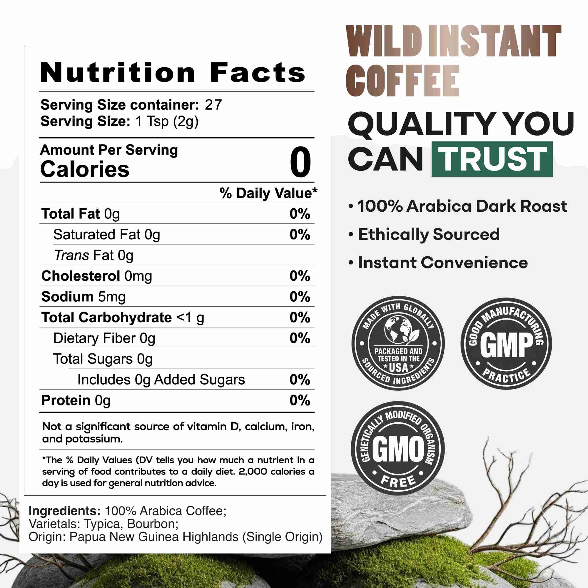Wild Instant Coffee (Dark Roast) — Single Origin, 100% Arabica - Image 3