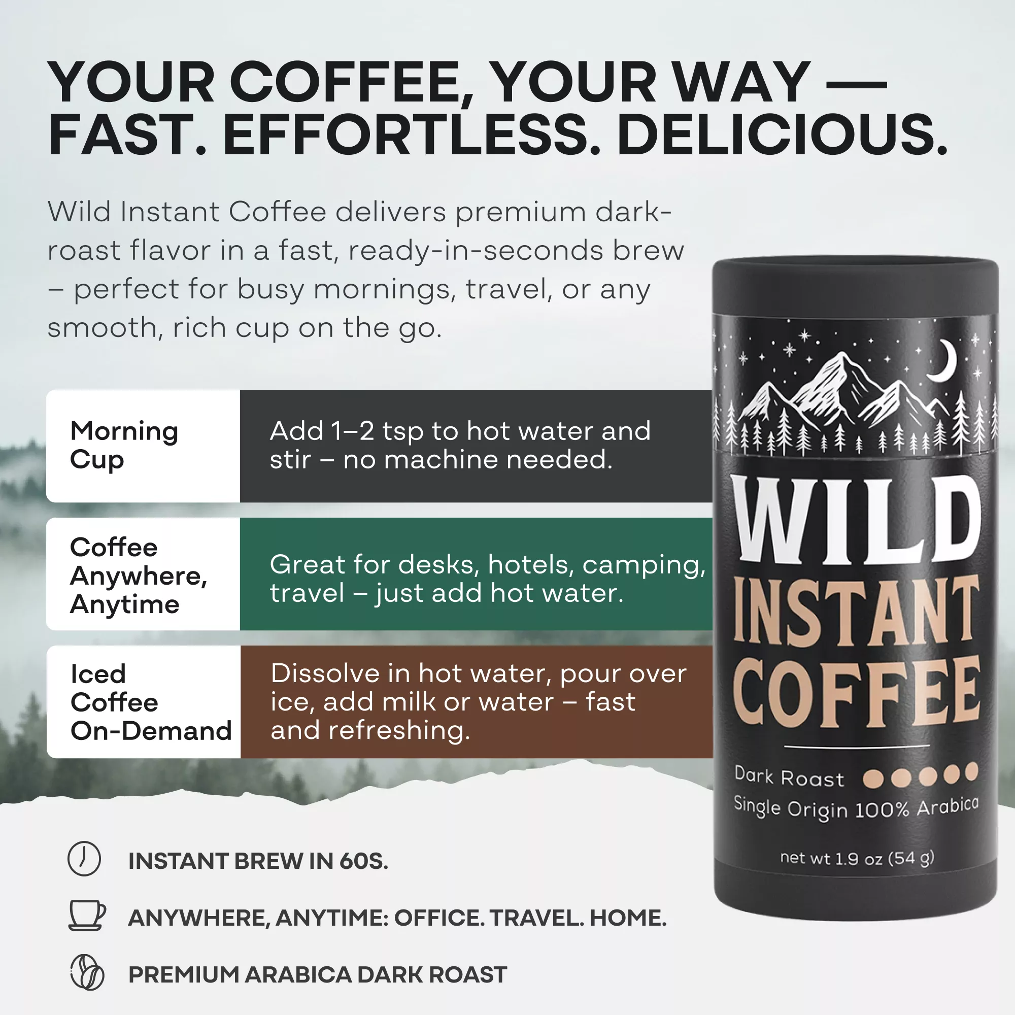 Wild Instant Coffee (Dark Roast) — Single Origin, 100% Arabica - Image 4