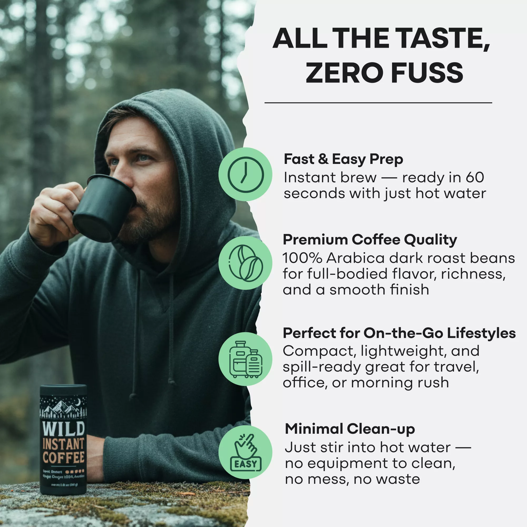 Wild Instant Coffee (Dark Roast) — Single Origin, 100% Arabica - Image 5
