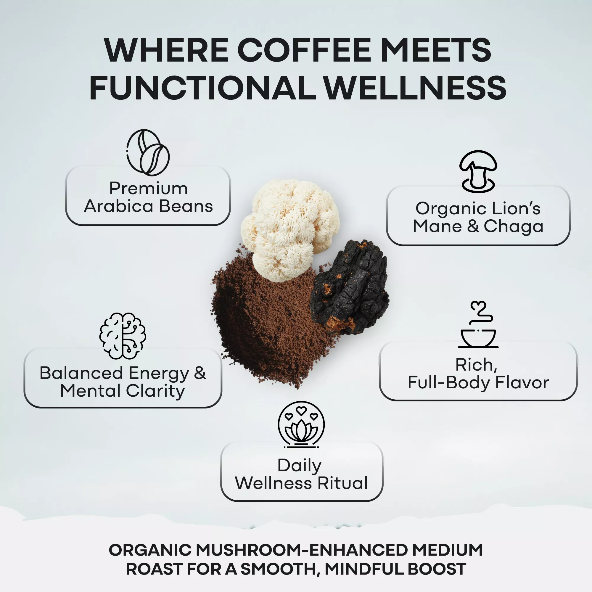 Wild Mushroom Coffee (Medium Roast) — Focus + Energy + Mood - Image 2