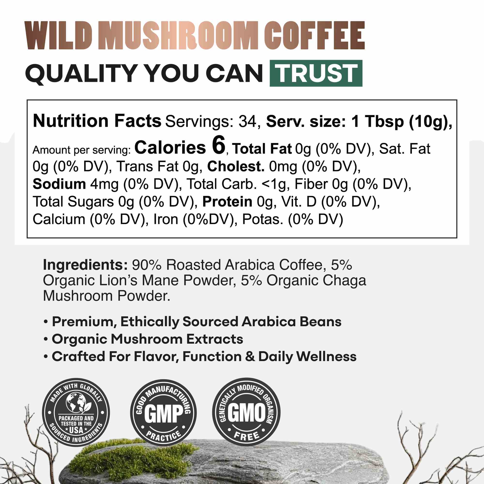 Wild Mushroom Coffee (Medium Roast) — Focus + Energy + Mood - Image 4