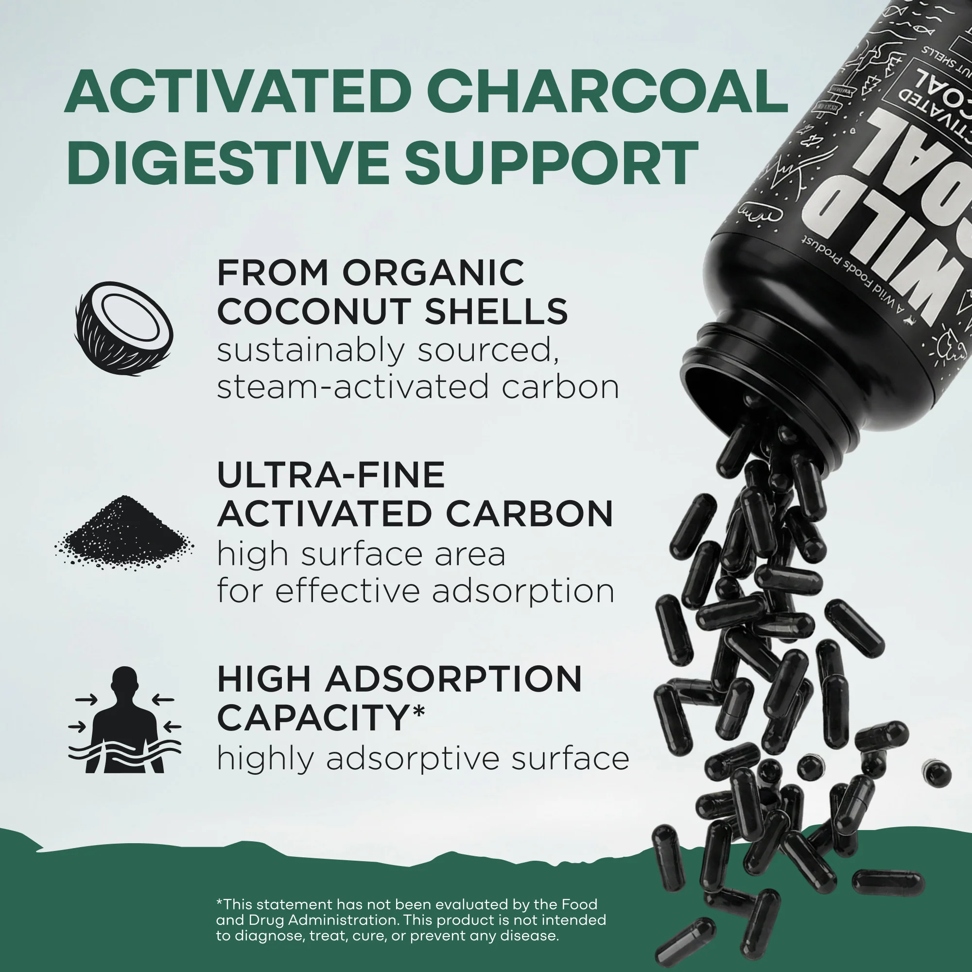 Activated Charcoal Capsules, 60 servings - Made from 100% Organic Coconuts - Image 5