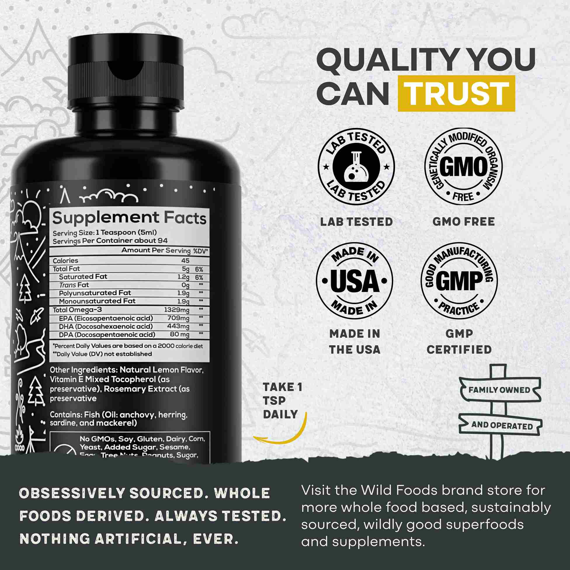 Fish Oil Liquid, 94 servings - Omega-3 DHA, EPA, DPA - Image 4