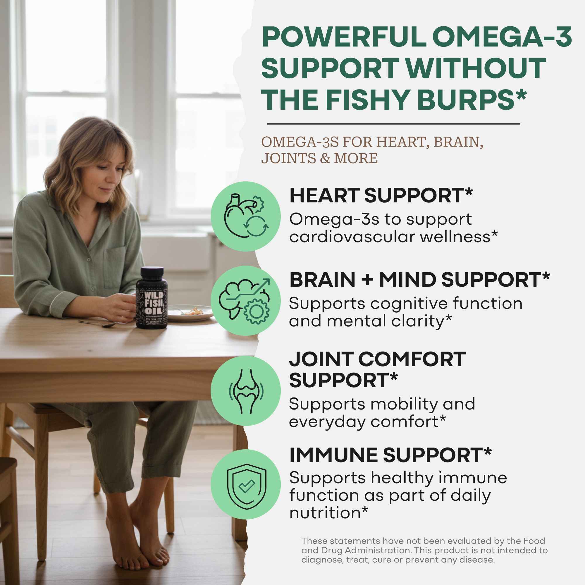 Wild Fish Oil Capsules, Omega-3 Blend, Sustainable, Pure, Third-Party Tested - Image 3