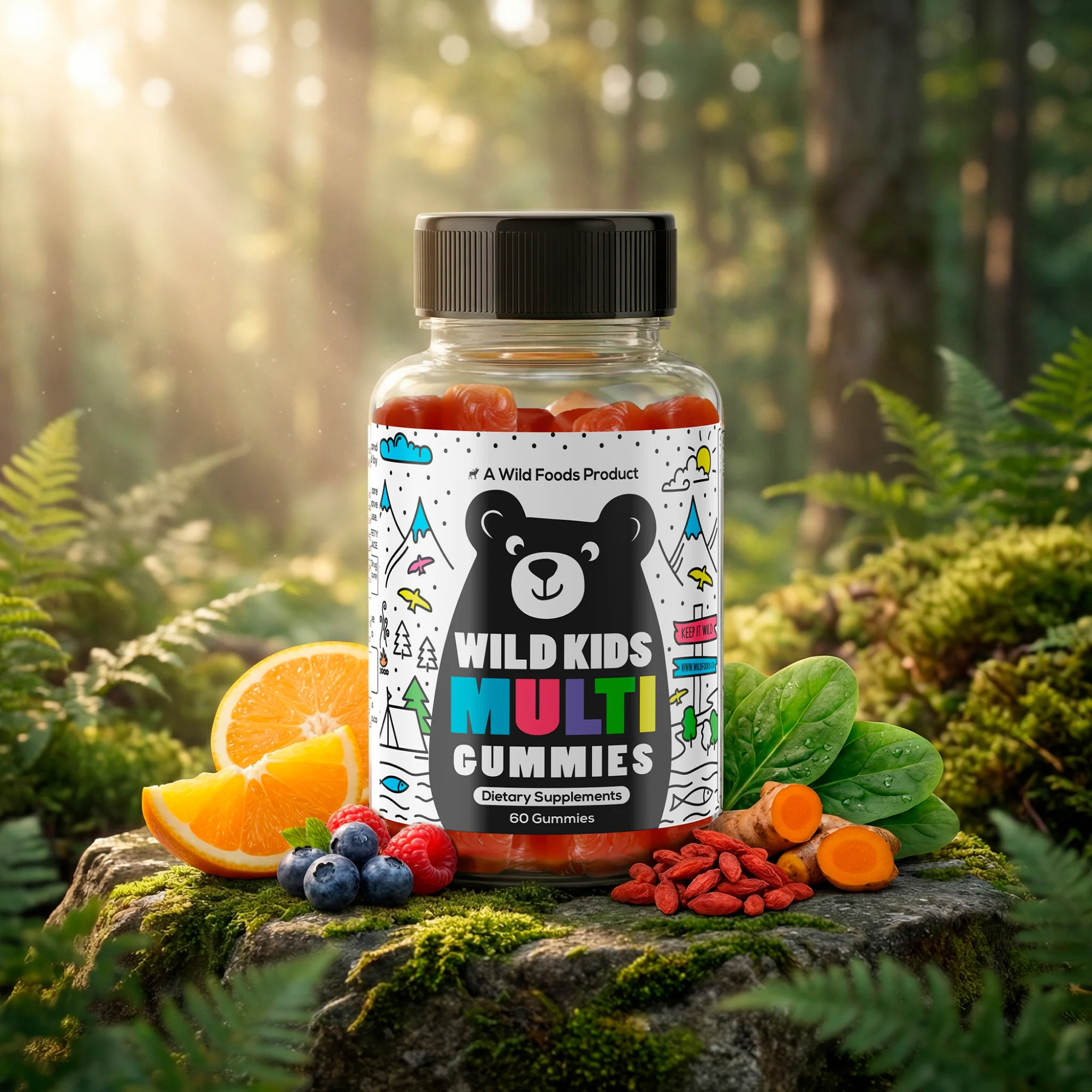 Wild Kids Multivitamin Gummies – formulated to support focus and a positive mood in growing kids. - Image 4