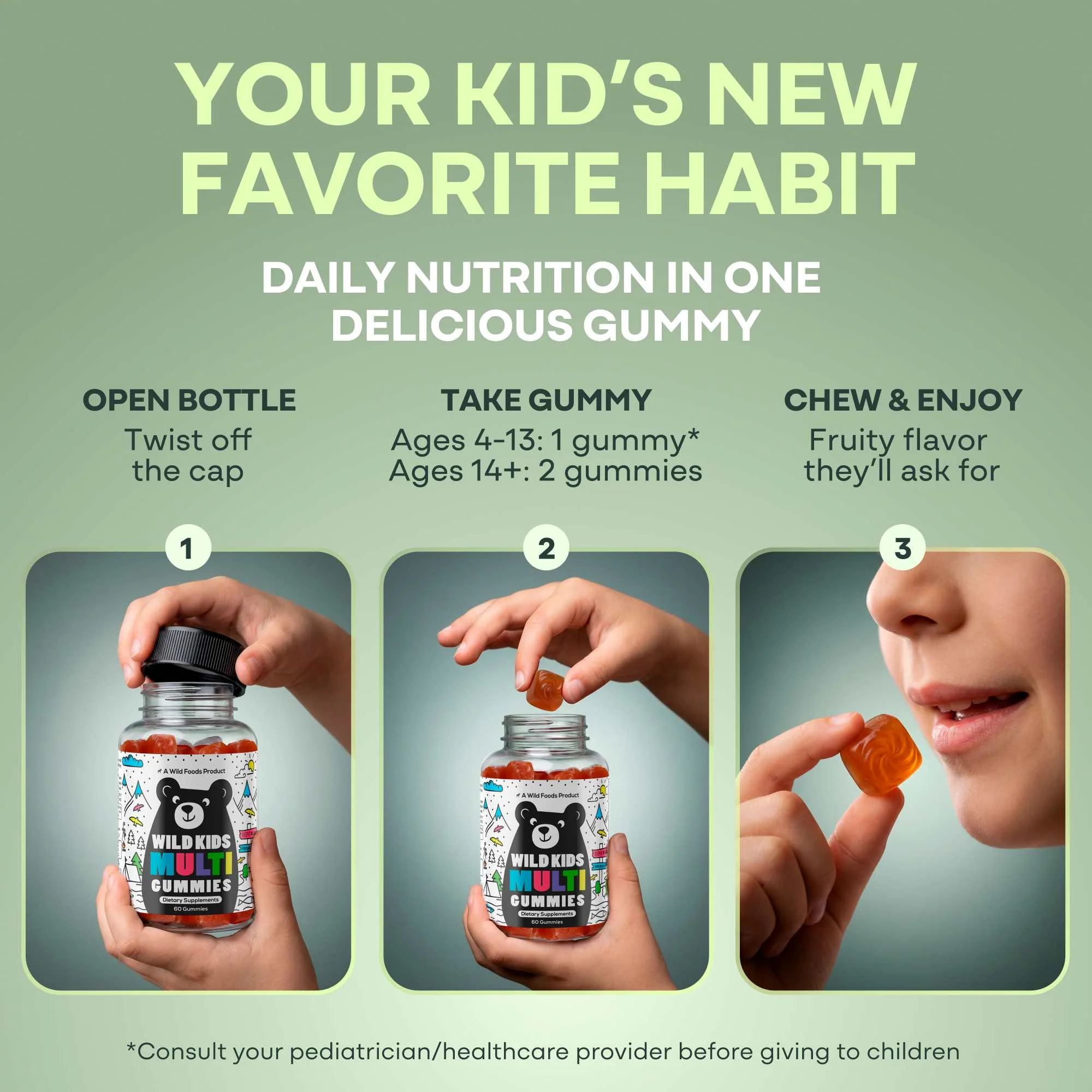Wild Kids Multivitamin Gummies – formulated to support focus and a positive mood in growing kids. - Image 6